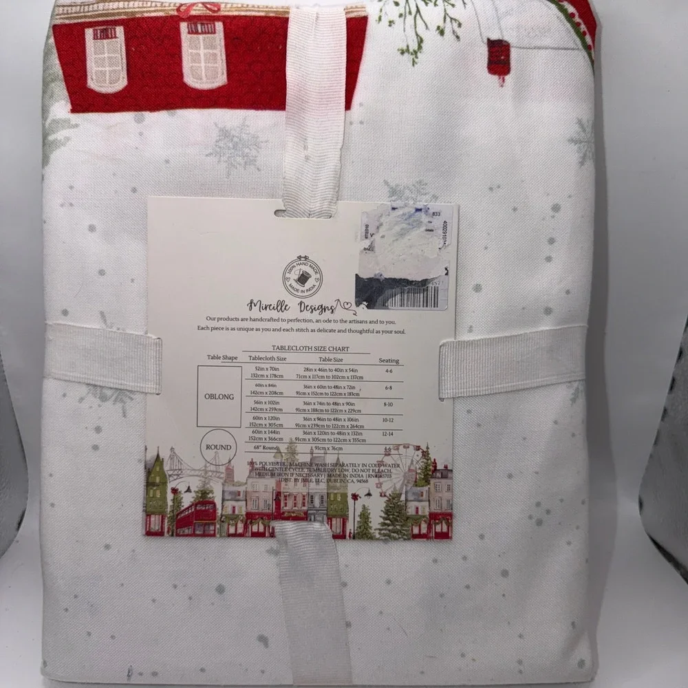 Mireille Designs 60x102 Winter Wonderland Tablecloth Christmas Village Holiday